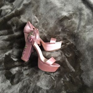 Charlotte Russell pink heels embroidered flowers